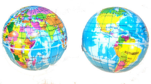 Wholesale WORLD EARTH GLOBE 4 INCH EARTH BOUNCE / SQUEEZE BALLS ( sold by the dozen )