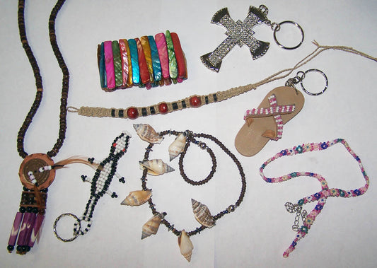 Wholesale ALL KINDS OF ASSORTED JEWELRY / KEYCHIANS / BRACELETS / EARRINGS ( sold by the dozen ) ** CLOSEOUT NOW 25 CENTS EA