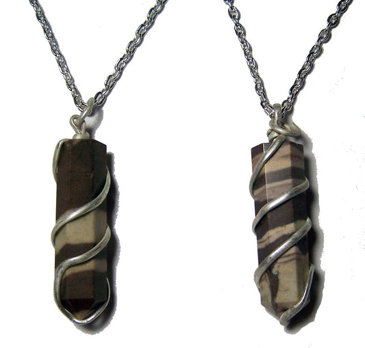 Buy AFRICAN ZEBRA COIL WRAPPED STONE 18 INCH SILVER CHIAN NECKLACEBulk Price