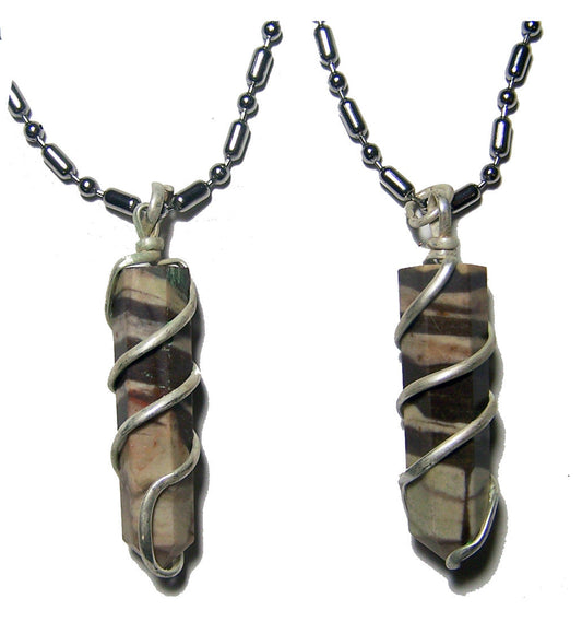 Buy AFRICAN ZEBRA COIL WRAPPED STONE STAINLESS STEEL BALL CHIAN NECKLACEBulk Price