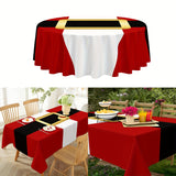 CF-191pc Festive Santa Round Tablecloth - Durable, Woven, Machine-Made Polyester with Vibrant Holiday Graphic - Ideal for New Year & Christmas Decorations, Home & Event Design, and Thoughtful Gift Idea