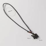 Turtle Shape Carved Black Stone 18 Inch Necklace with Pendant