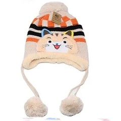 Fur Toboggan Beanie Hats For Little Girls - Assorted