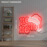 CF-12Merry Christmas Neon Sign - 'HO HO HO' Santa Hat Design, USB Powered, Perfect for Holiday Decor & Gifts