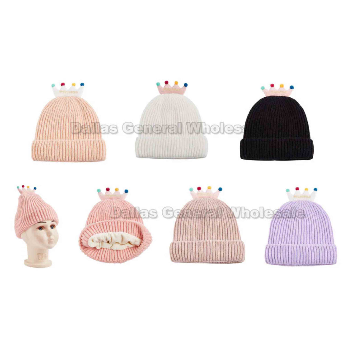 Adorable Crown Beanie Hats  For Kids Wholesale - Assorted