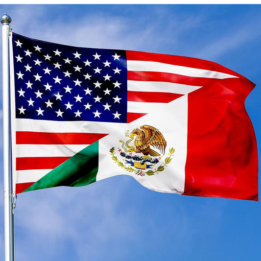 Premium Quality Combo Mexico American Diagonal Flag 3 x 5 Flag - Patriotic Decor (Sold By Set of 3)