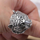 Wholesale New Tiger Head Shaped 1" Metal Biker Ring