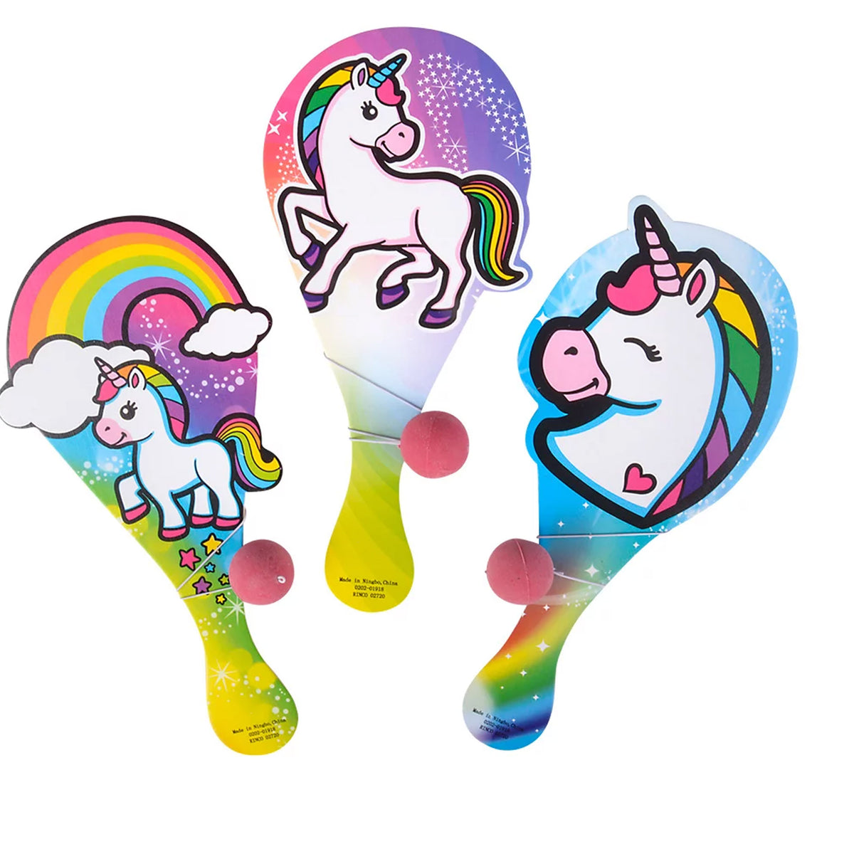 Plastic Unicorn Pattern Assorted Paddle Balls Kids Toys In Bulk