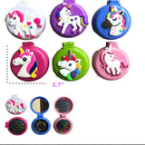 Wholesale  Compact Rainbow Unicorn Hair Brush with Mirror