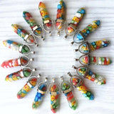 Glass Flower 1 1/2" Wire Wrapped Necklace Pendants- Assorted