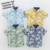 Baby Half Sleeves All Over Printed Shirt- White Shadow Floral Design