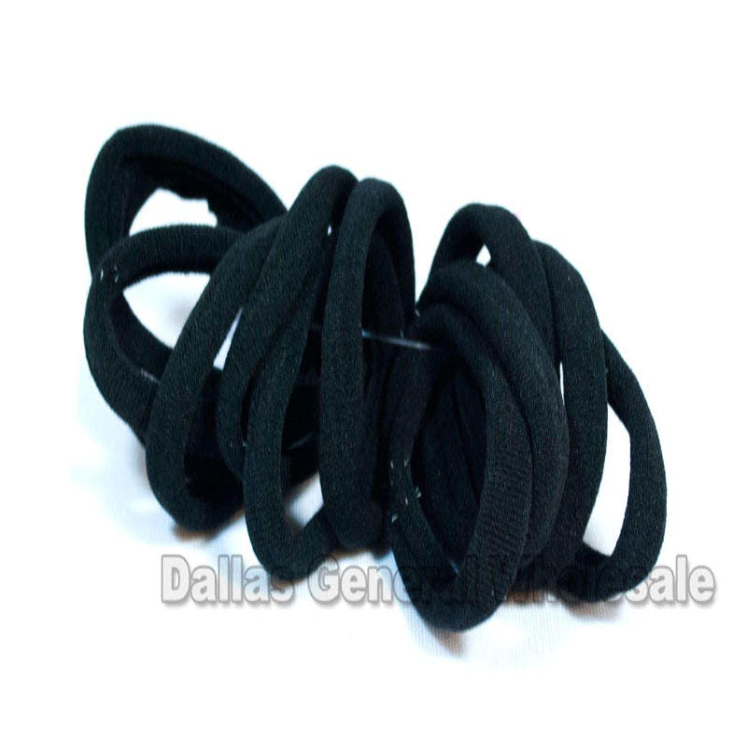 Bulk Buy 12 PC Black Elastic Hair Ties Wholesale