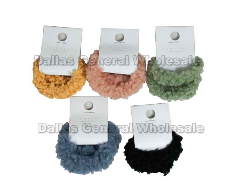 Bulk Buy 2PC Fuzzy Elastic Hair Ties Wholesale