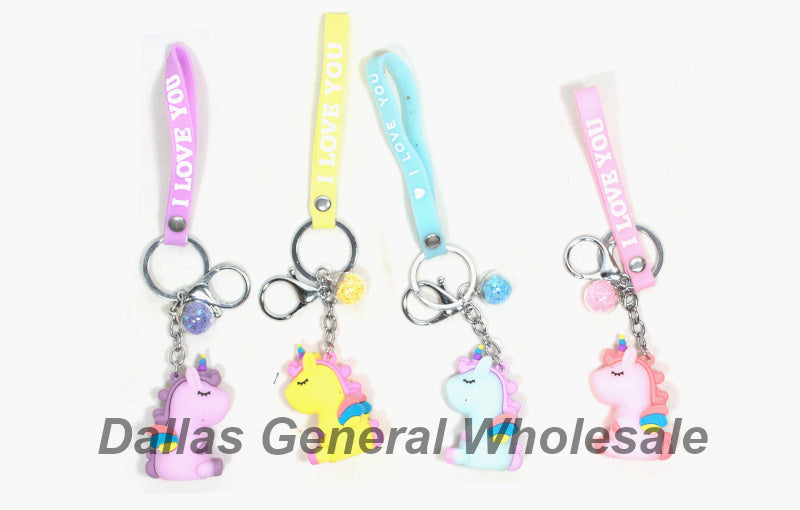 Bulk Buy Adorable 3D PVC Unicorn Keychains Wholesale