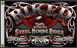 Wholesale STEEL HORSE RIDER DELUXE 3' X 5' BIKER FLAG (Sold by the piece)