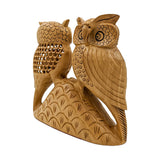 Wooden Couple Owl Sculpture