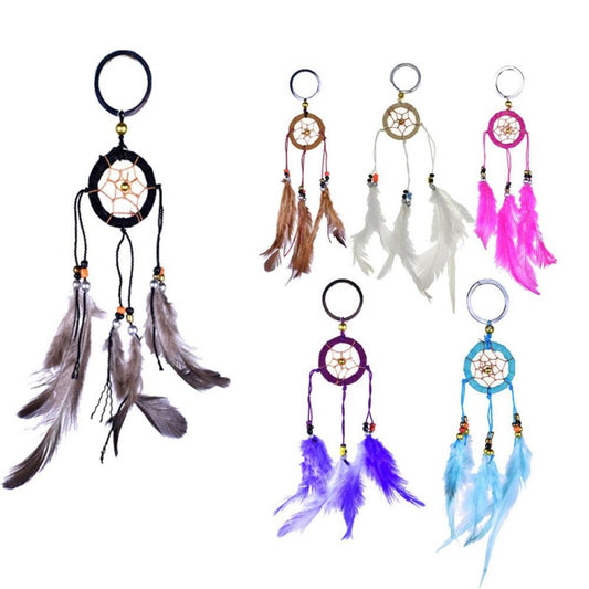Wholesale 8 INCH WOVEN DREAMCATCHER KEYCHAINS (Sold by the piece or dozen)